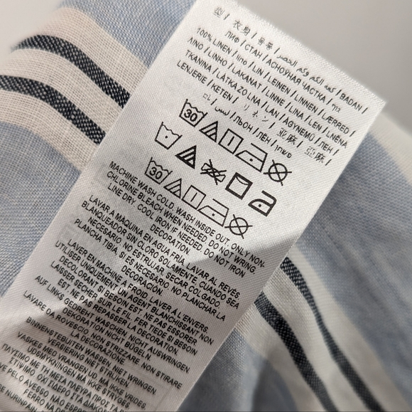 Guess Striped Linen Pants Blue Size Medium - Picture 7 of 9